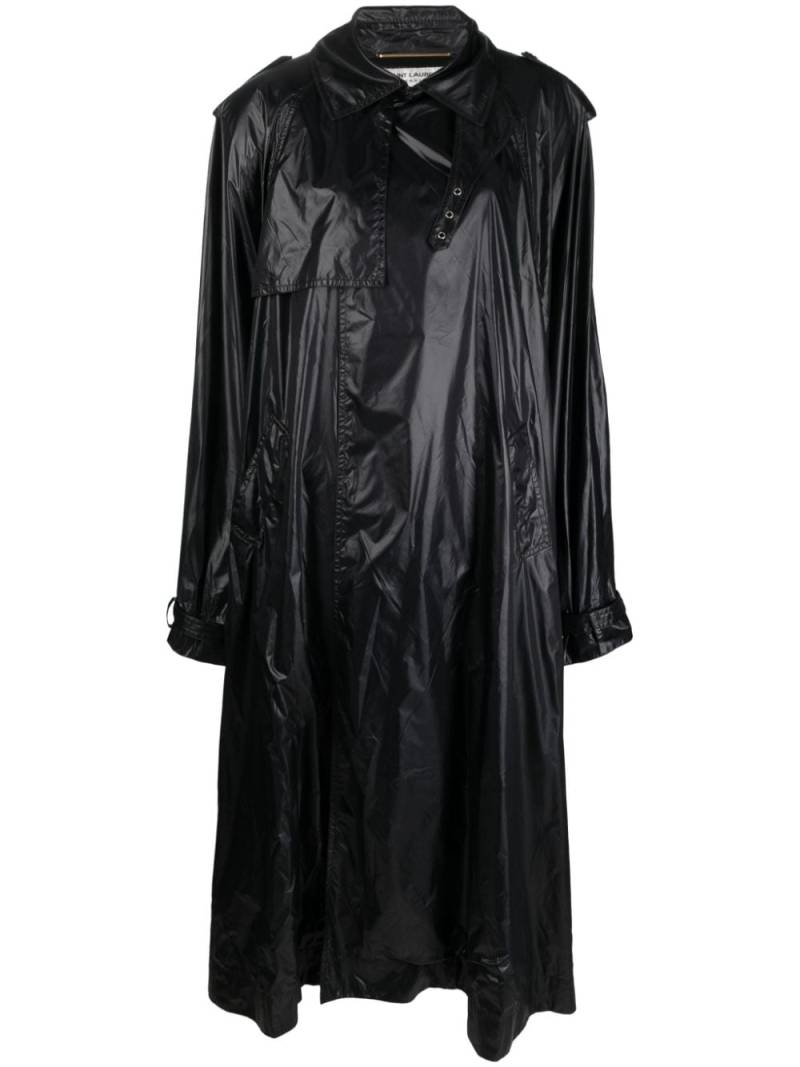 Saint Laurent shoulder-pad oversized trench coat - Black von Saint Laurent