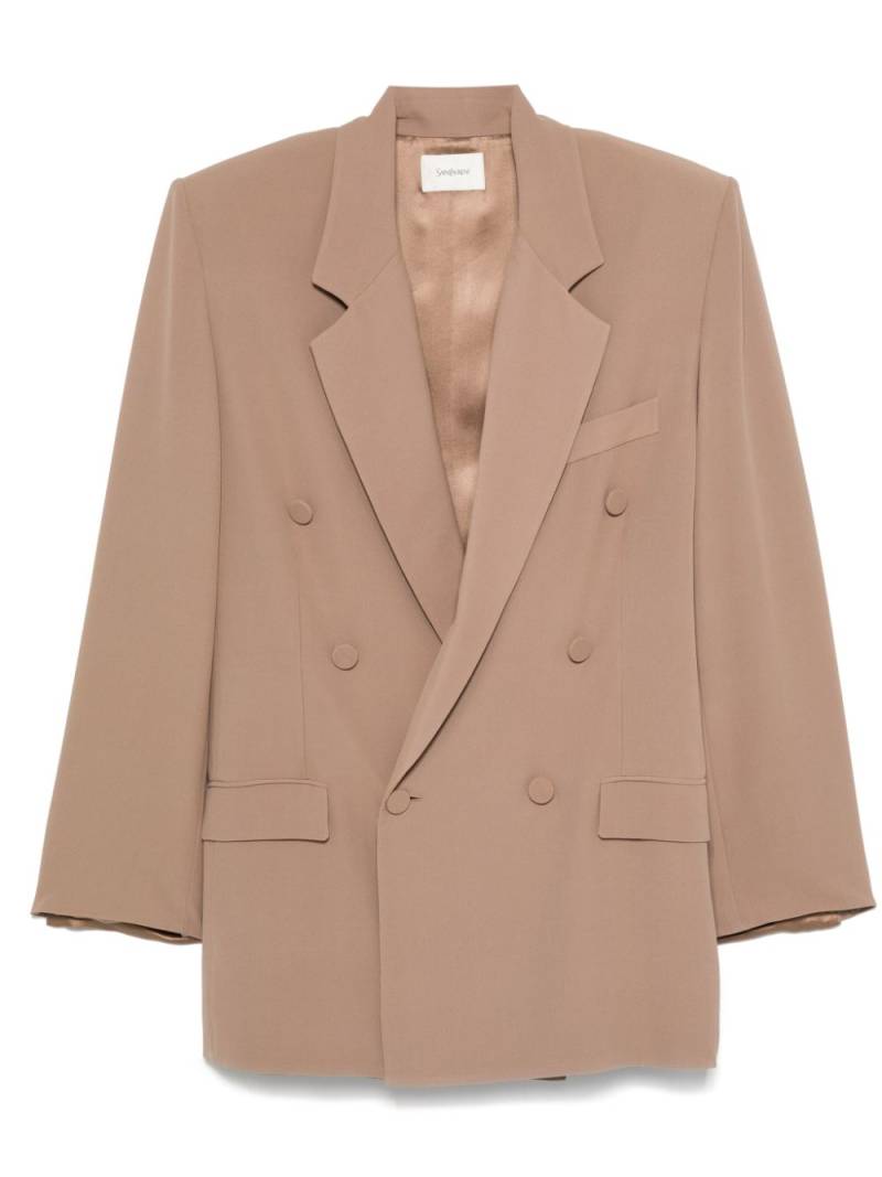 Saint Laurent silk crepe blazer - Neutrals von Saint Laurent