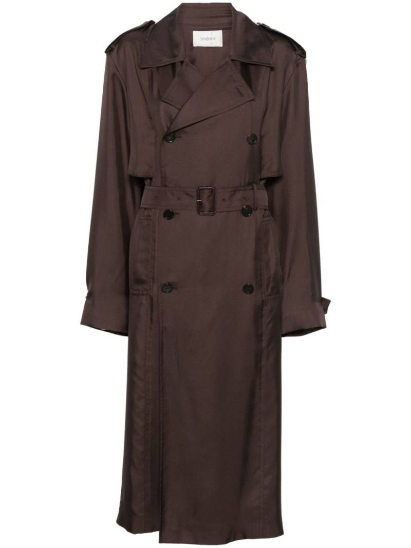 Saint Laurent silk trench coat - Brown von Saint Laurent