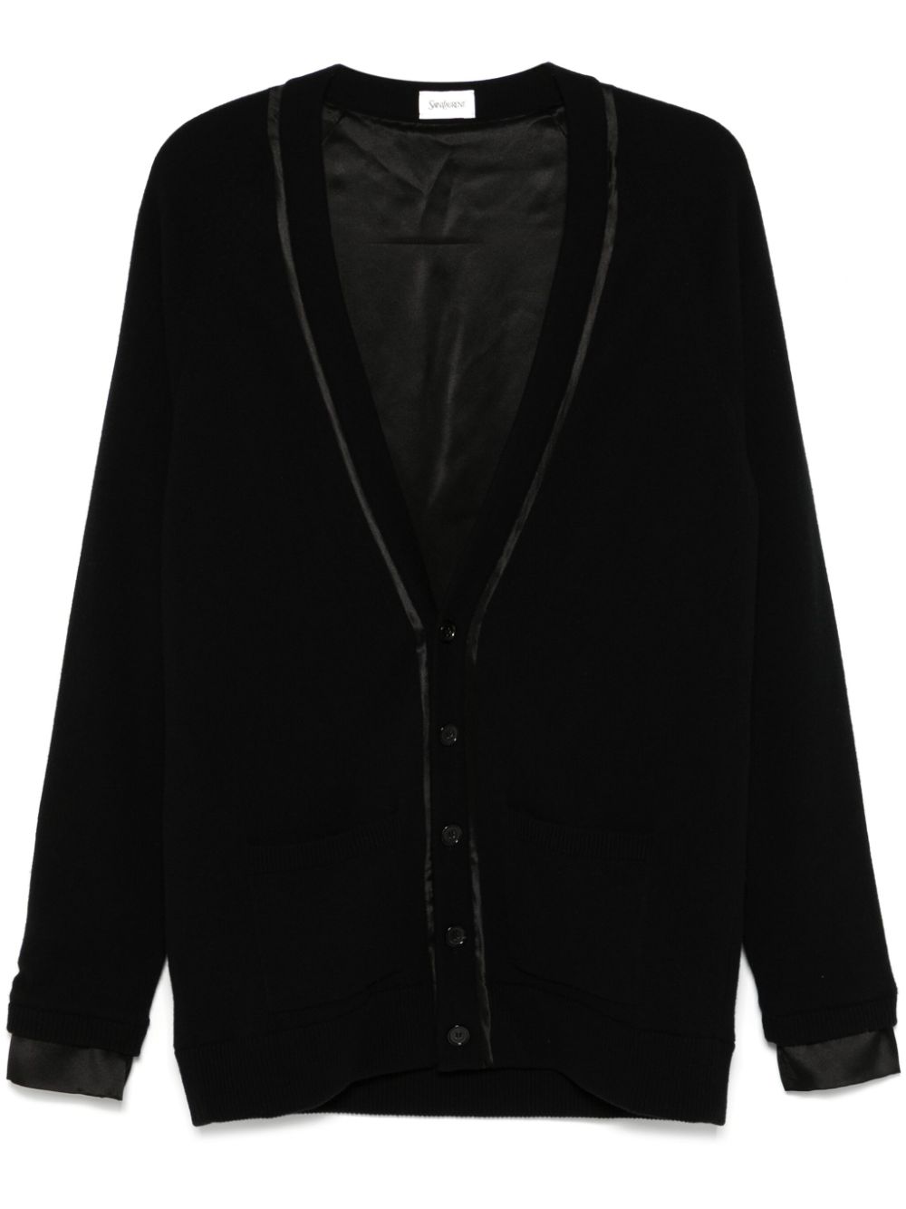 Saint Laurent silk-trim cardigan - Black von Saint Laurent