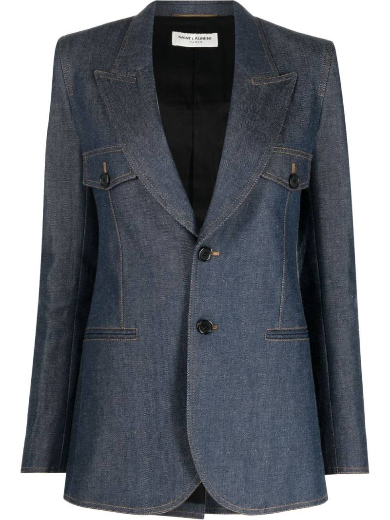 Saint Laurent single-breasted denim blazer - Blue von Saint Laurent