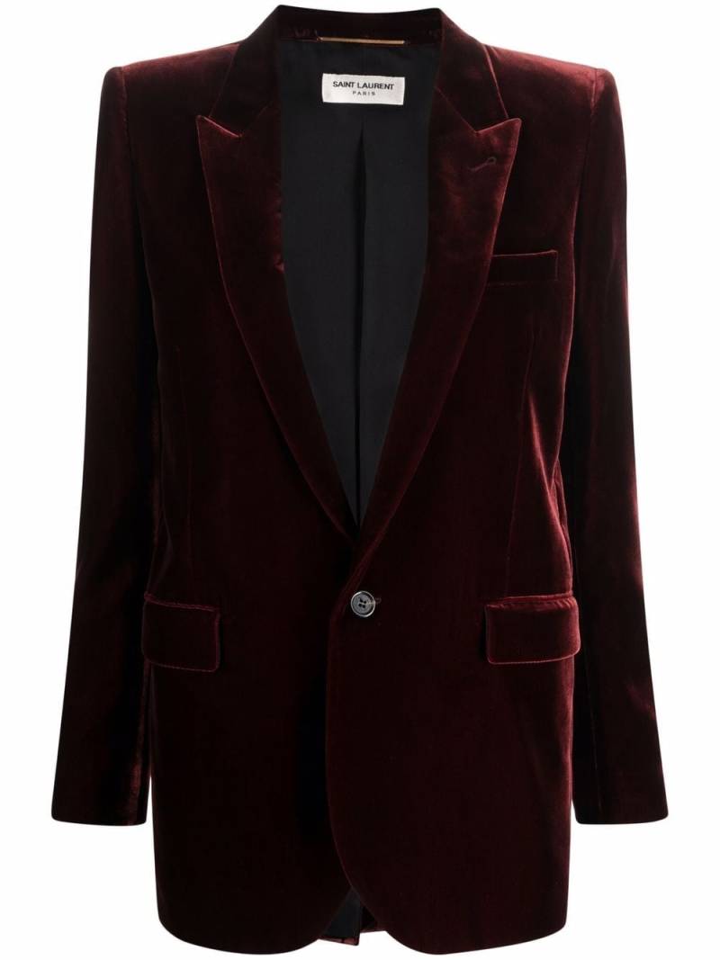 Saint Laurent single-breasted velvet blazer - Red von Saint Laurent