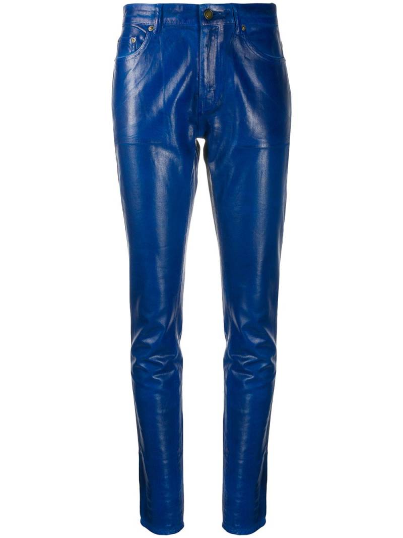 Saint Laurent skinny patent style trousers - Blue von Saint Laurent