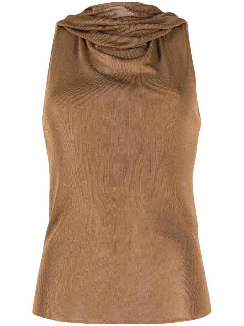 Saint Laurent sleeveless hooded top - Brown von Saint Laurent