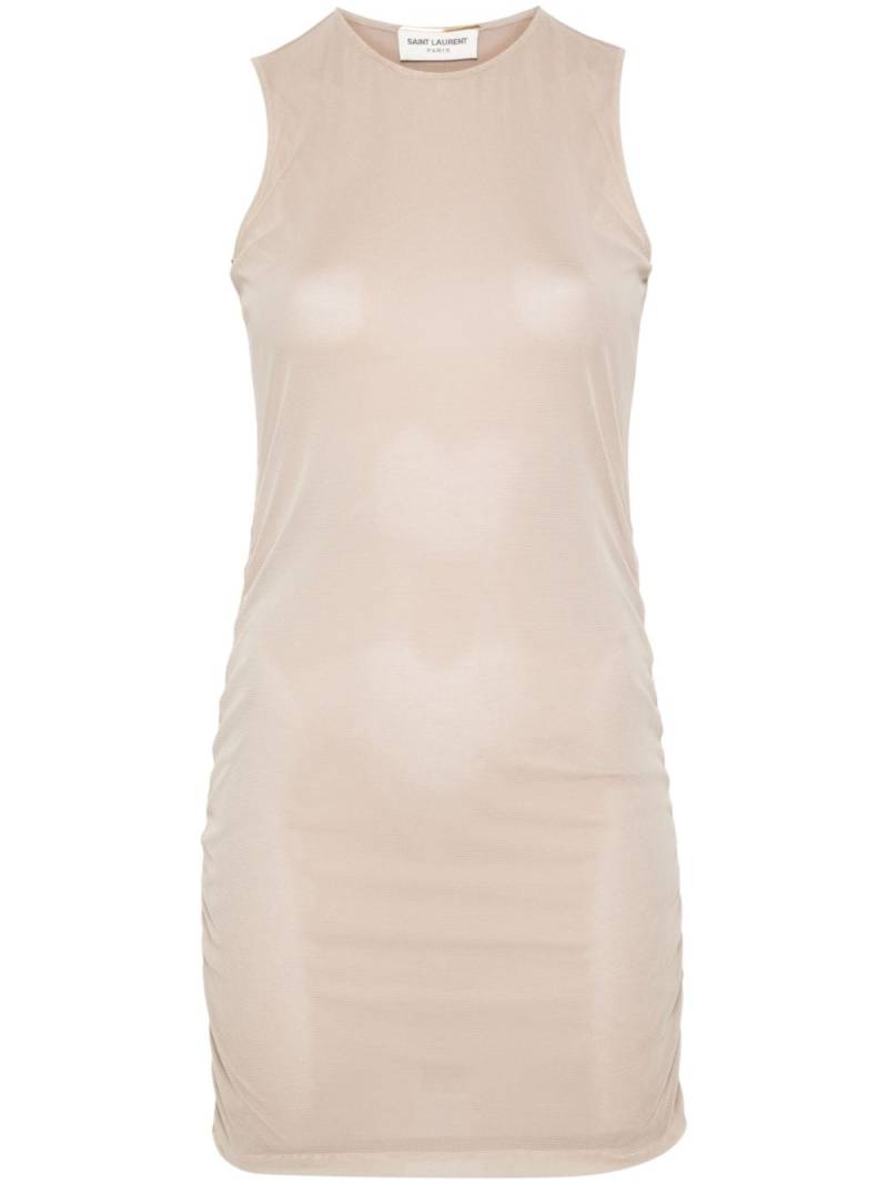 Saint Laurent ruched mini dress - Neutrals von Saint Laurent