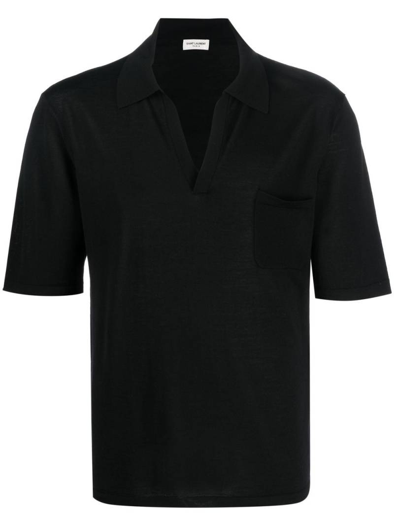 Saint Laurent spread-collar wool polo shirt - Black von Saint Laurent