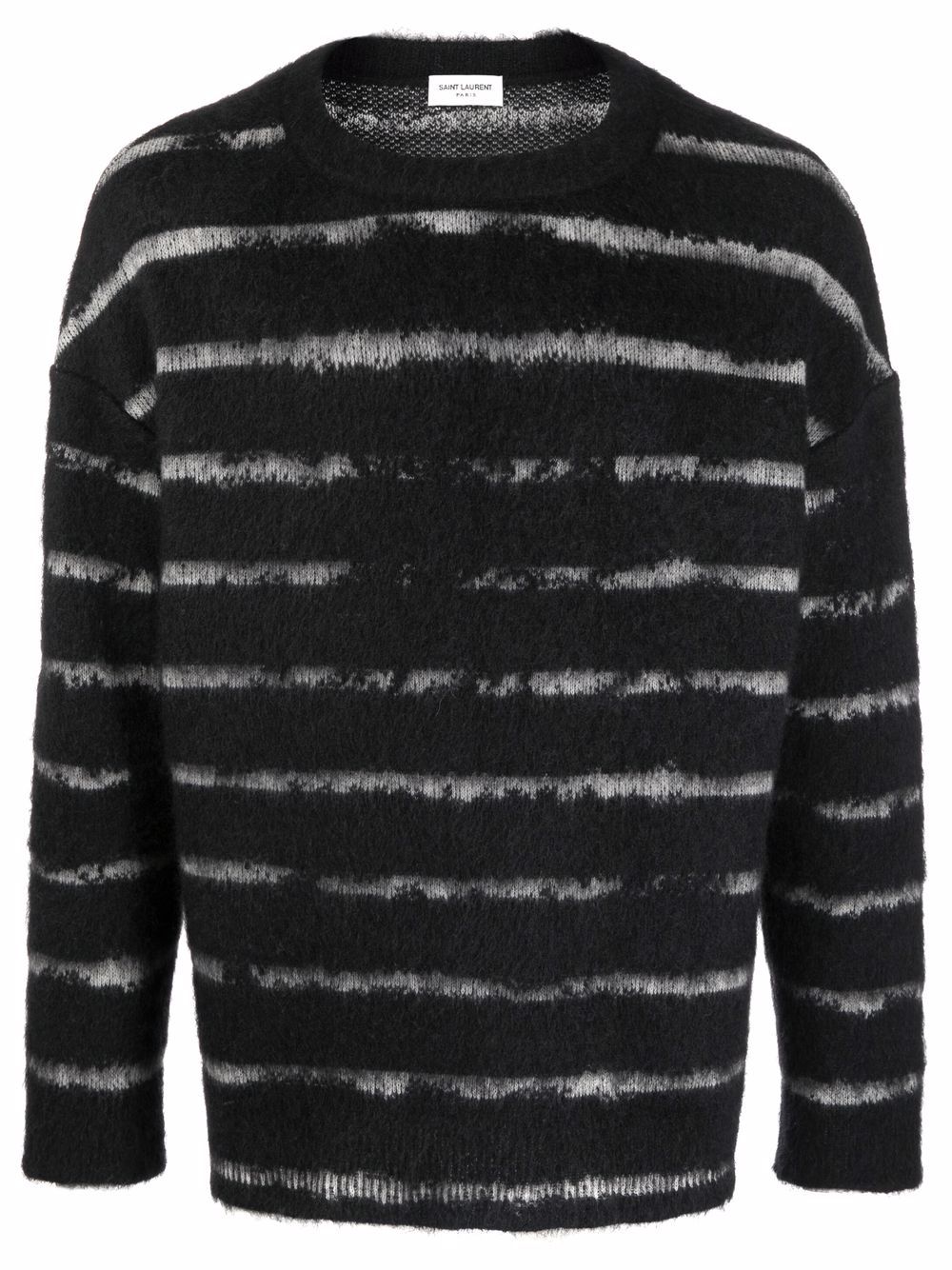 Saint Laurent stripe pattern fuzzy jumper - Black von Saint Laurent