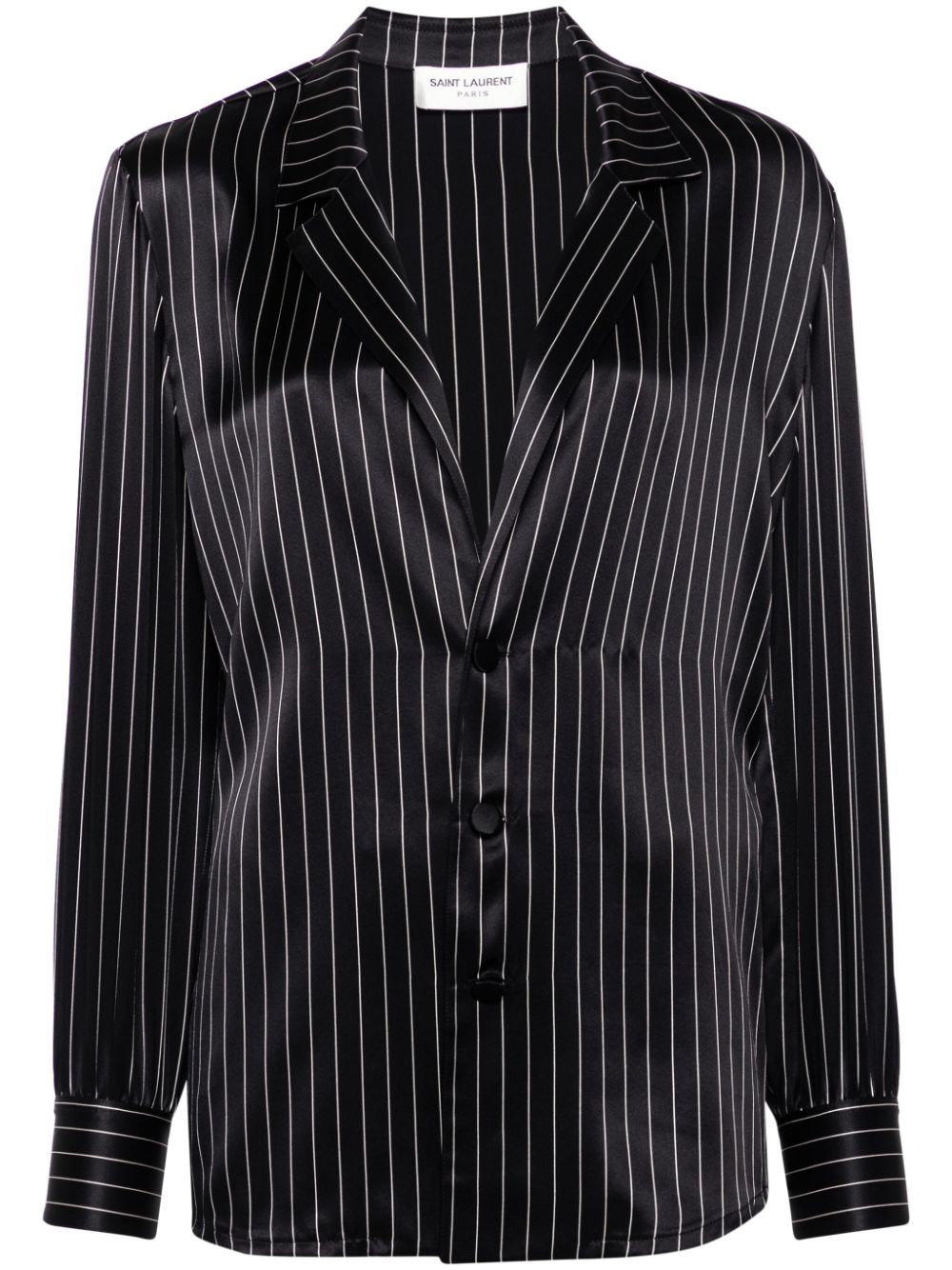 Saint Laurent striped silk pajam shirt - Black von Saint Laurent