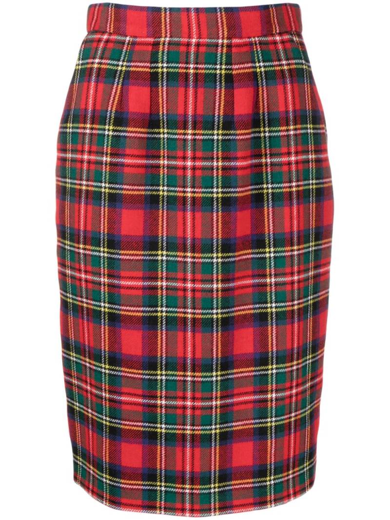 Saint Laurent tartan-check pencil skirt - Red von Saint Laurent