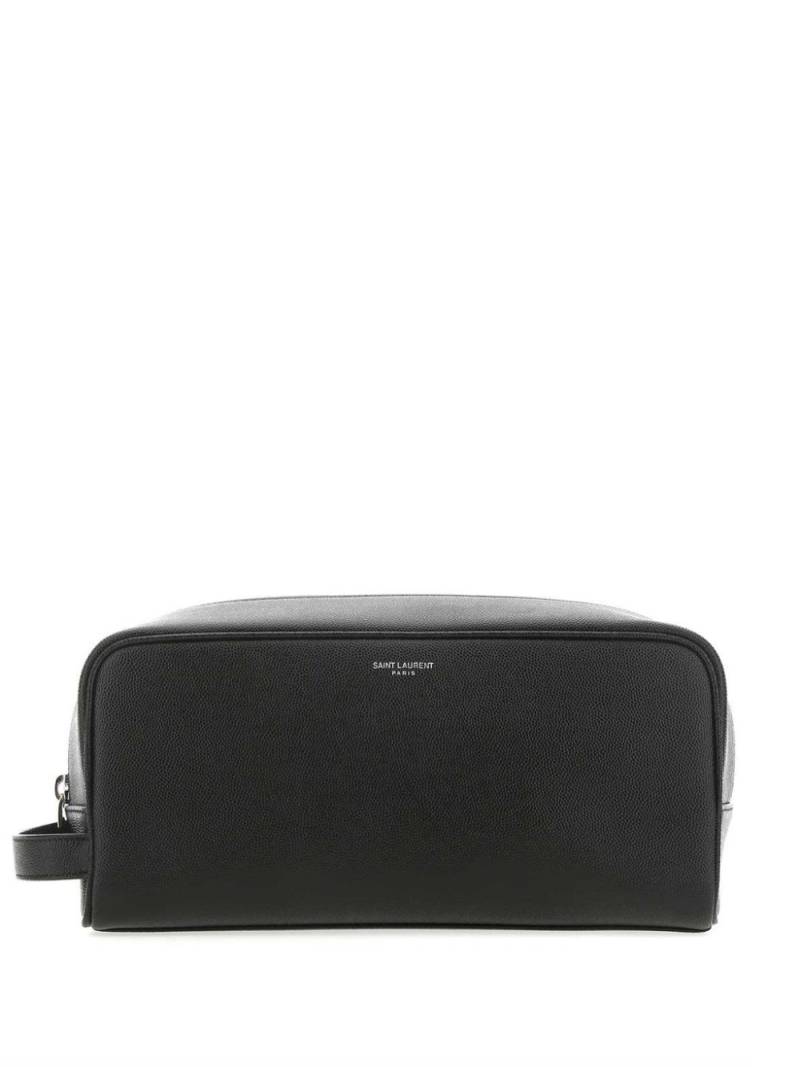 Saint Laurent logo-stamp leather pouch - Black von Saint Laurent