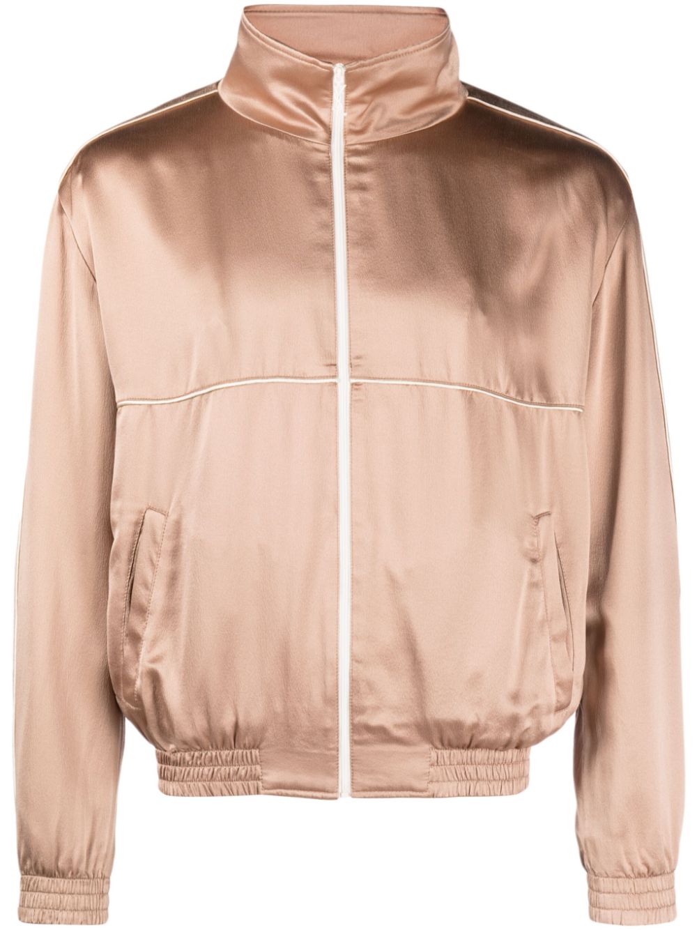 Saint Laurent zip-up silk track jacket - Neutrals von Saint Laurent