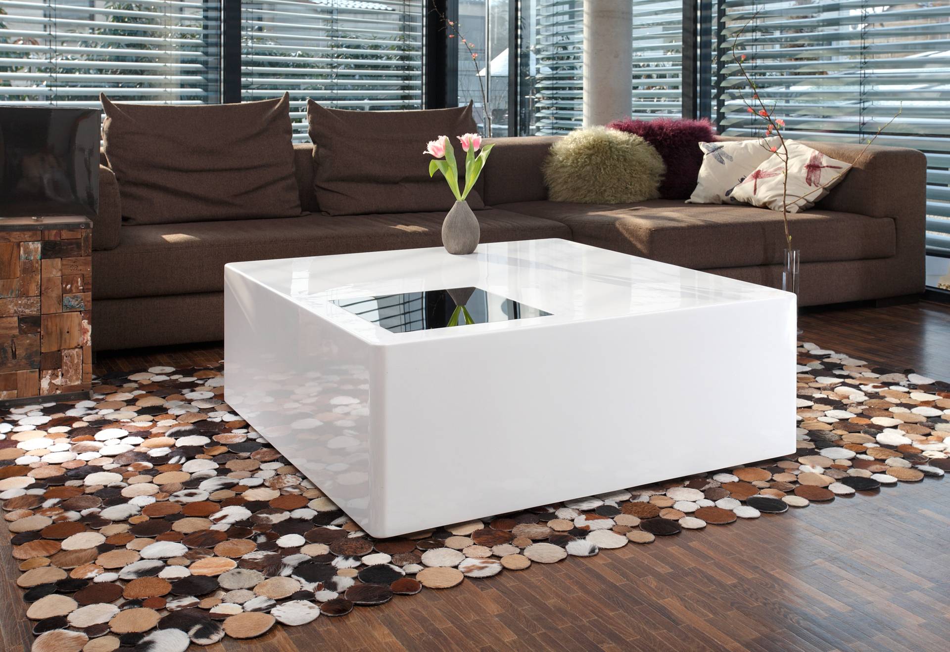 SalesFever Couchtisch, Mit Quadrat aus Schwarzglas von SalesFever