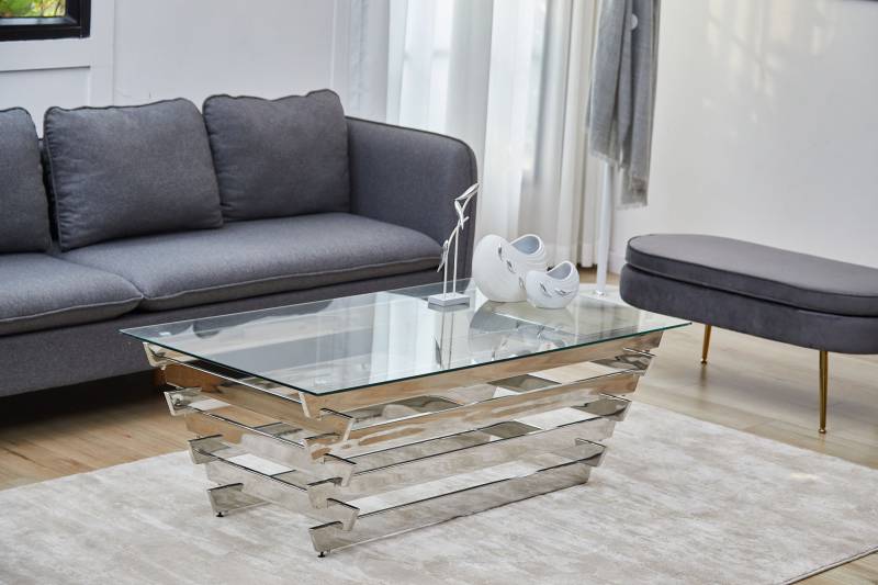 SalesFever Couchtisch, mit Design-Gestell aus Stainless Steel von SalesFever