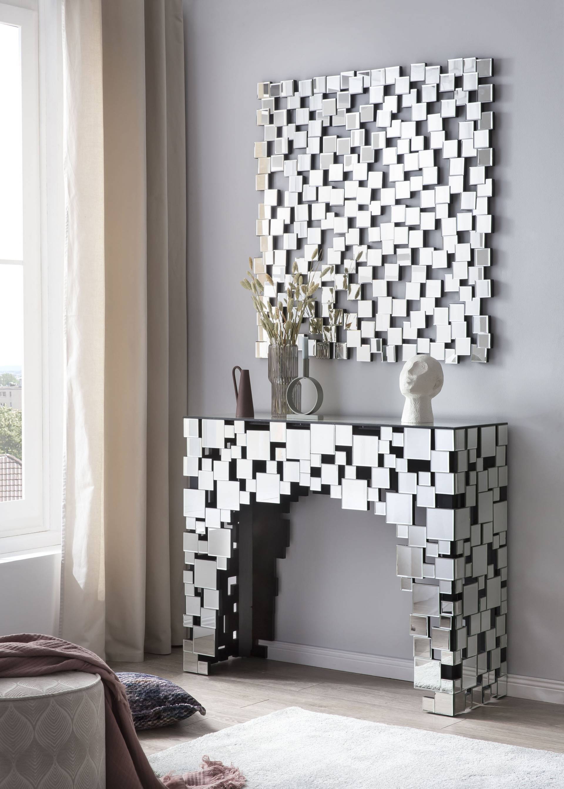 SalesFever Wandspiegel, Mosaikdesign aus Spiegelglasquadraten von SalesFever
