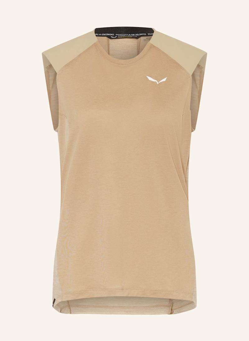 Salewa Tanktop Puez Alpine Merino Hybrid Mit Merinowolle beige von Salewa