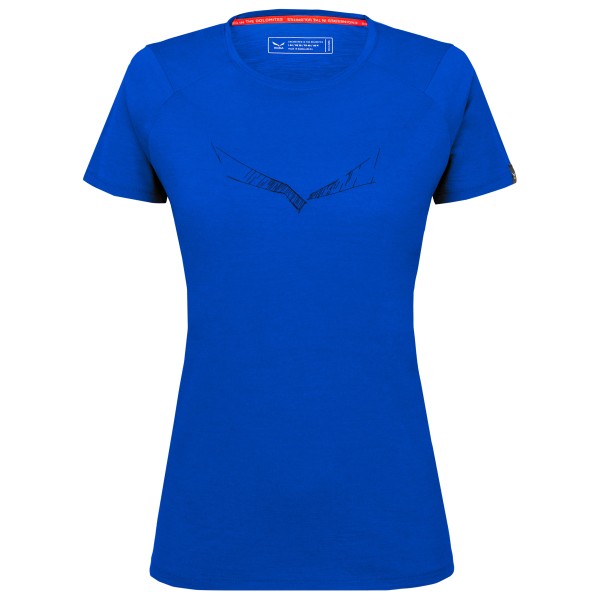 Salewa - Women's Pure Eagle Sketch All Mountain T-Shirt - Merinoshirt Gr 34 blau von Salewa