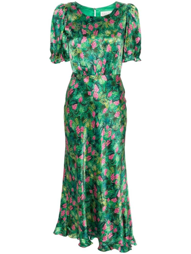 Saloni Vida floral-print midi dress - Green von Saloni