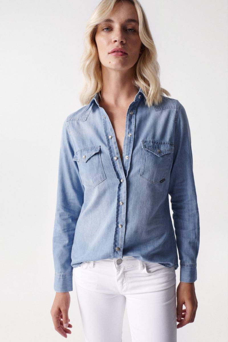 Jeanshemden Denim Shirt Damen Blau XS von Salsa