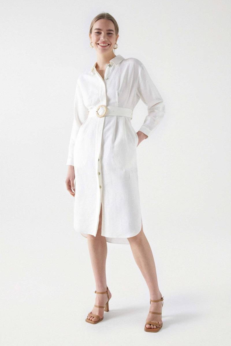 Kleider Linen Shirt Dress Damen Écru S von Salsa