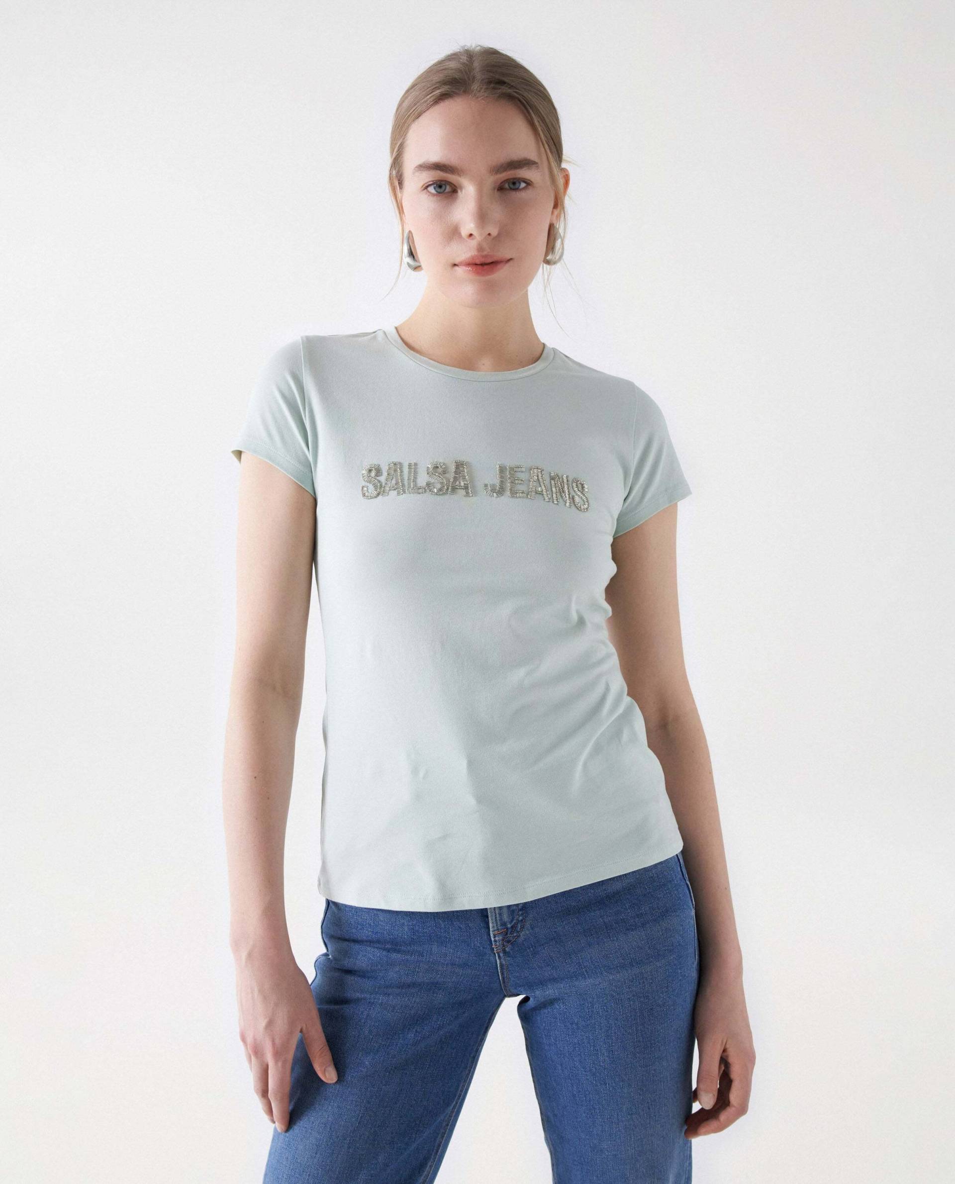 Salsa T-Shirt »Salsa Jeans T-Shirt Beads Detail Branding T-Shirt« von Salsa