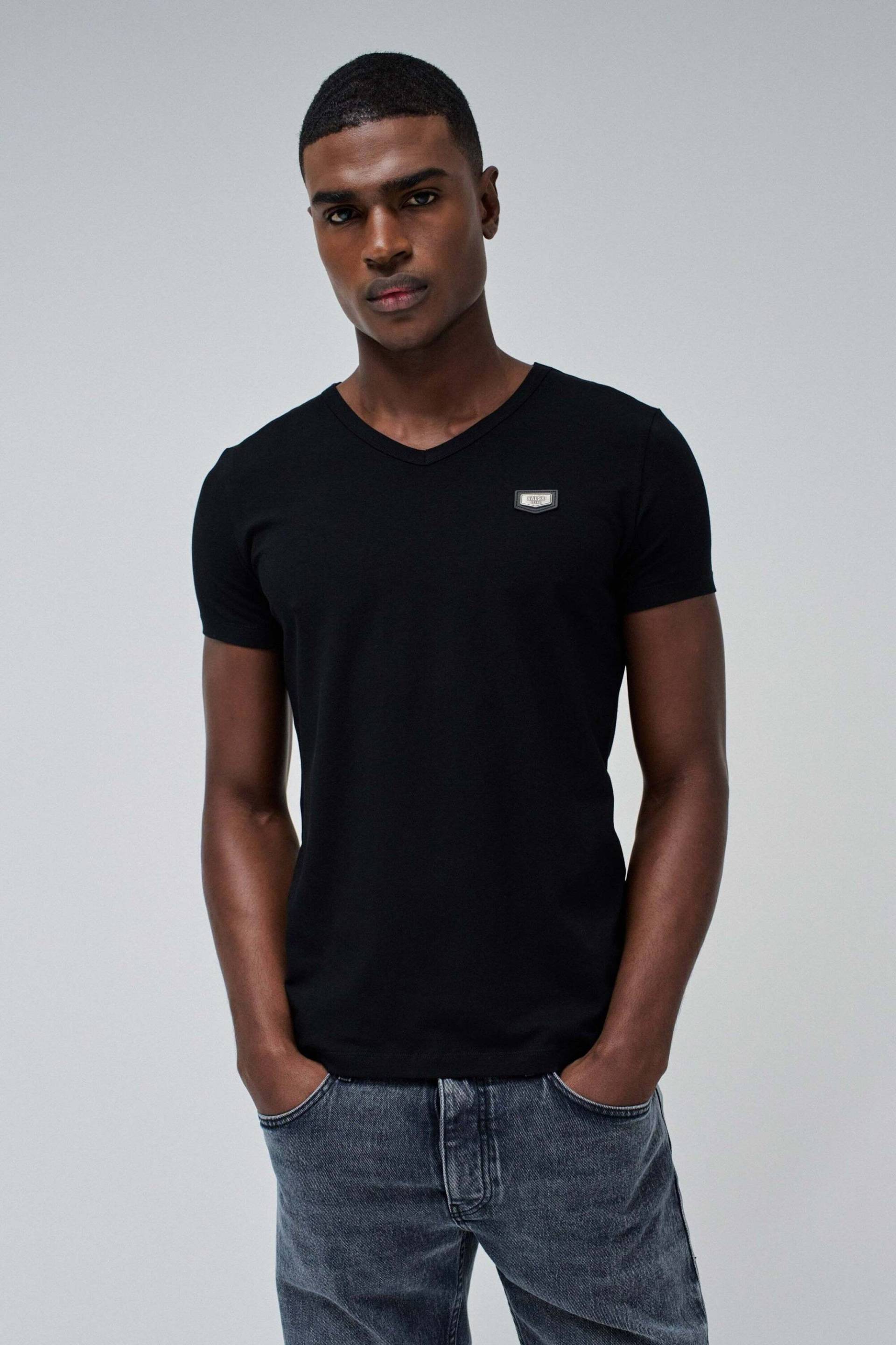 Salsa T-Shirt »Salsa Jeans T-Shirt Vneck Cotton Lycra T-Shirt Metal Badge« von Salsa