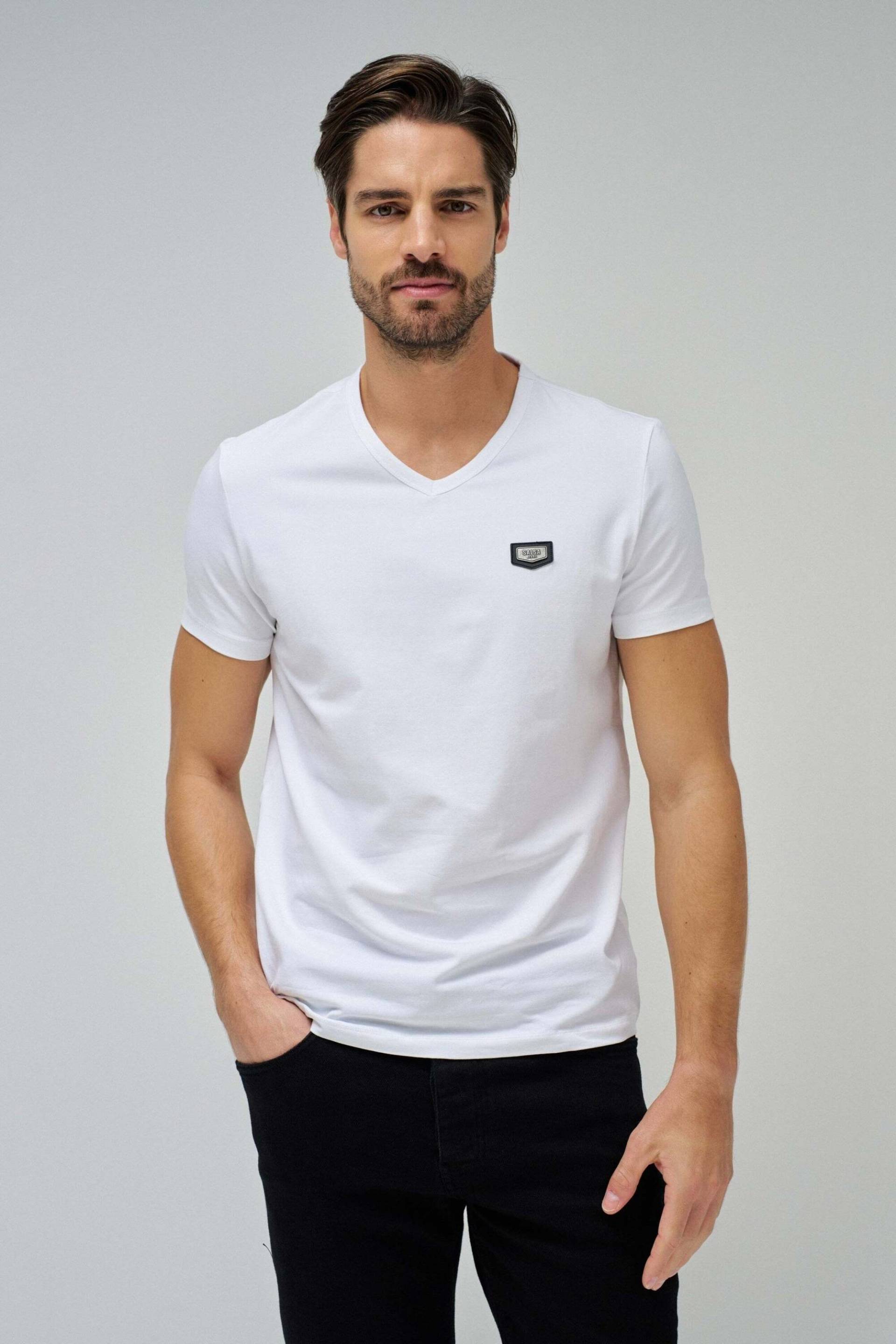 Salsa T-Shirt »Salsa Jeans T-Shirt Vneck Cotton Lycra T-Shirt Metal Badge« Salsa T-Shirt »Salsa Jeans T-Shirt Vneck Cotton Lycra T-Shirt Metal Badge« von Salsa