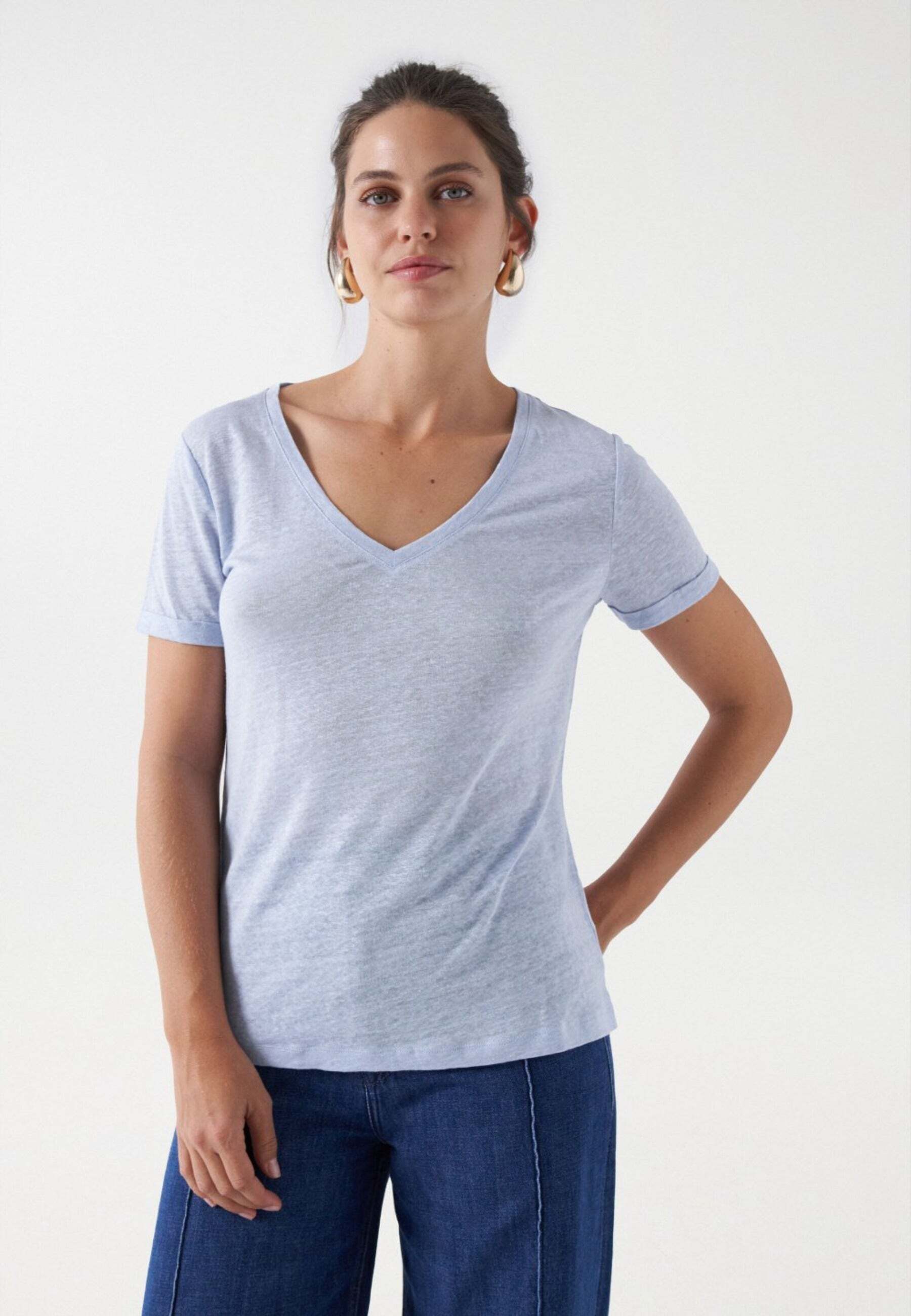 Salsa T-Shirt »Salsa Jeans T-Shirts Linen V-Neck T-Shirt« Salsa T-Shirt »Salsa Jeans T-Shirts Linen V-Neck T-Shirt« von Salsa