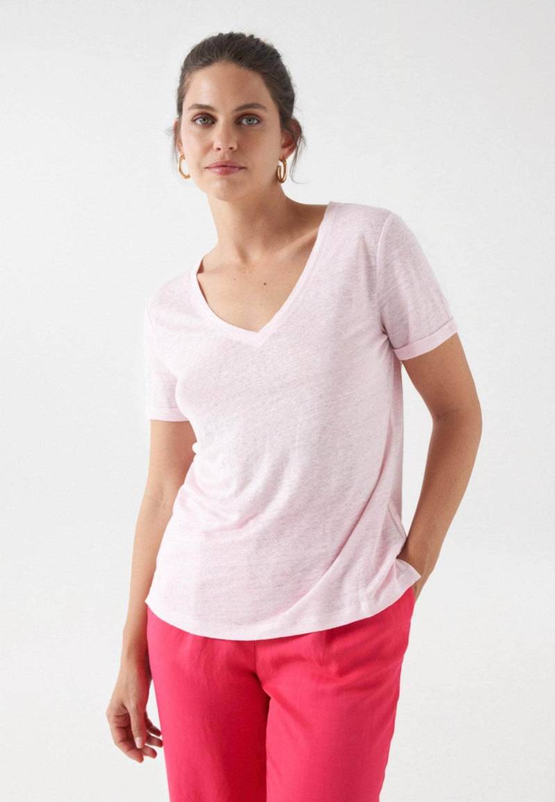 Salsa T-Shirt »Salsa Jeans T-Shirts Linen V-Neck T-Shirt« von Salsa