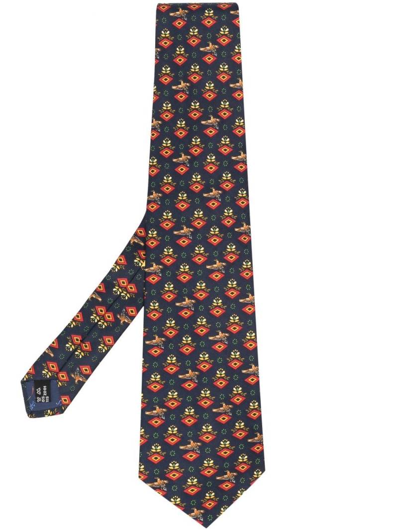 Ferragamo Pre-Owned 1990s graphic-print silk tie - Blue von Ferragamo Pre-Owned