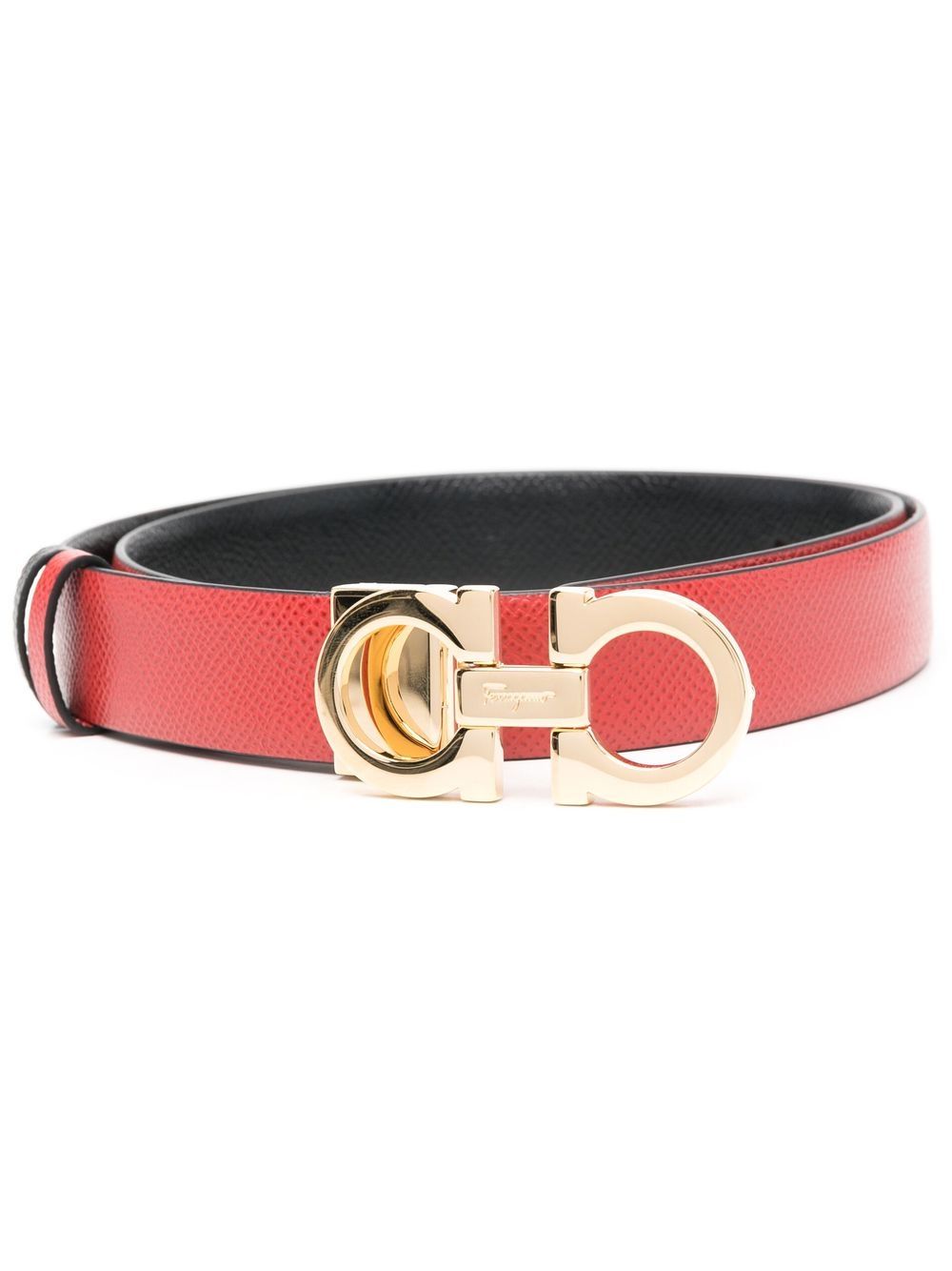 Ferragamo Gancini-buckle calf leather belt - Red von Ferragamo