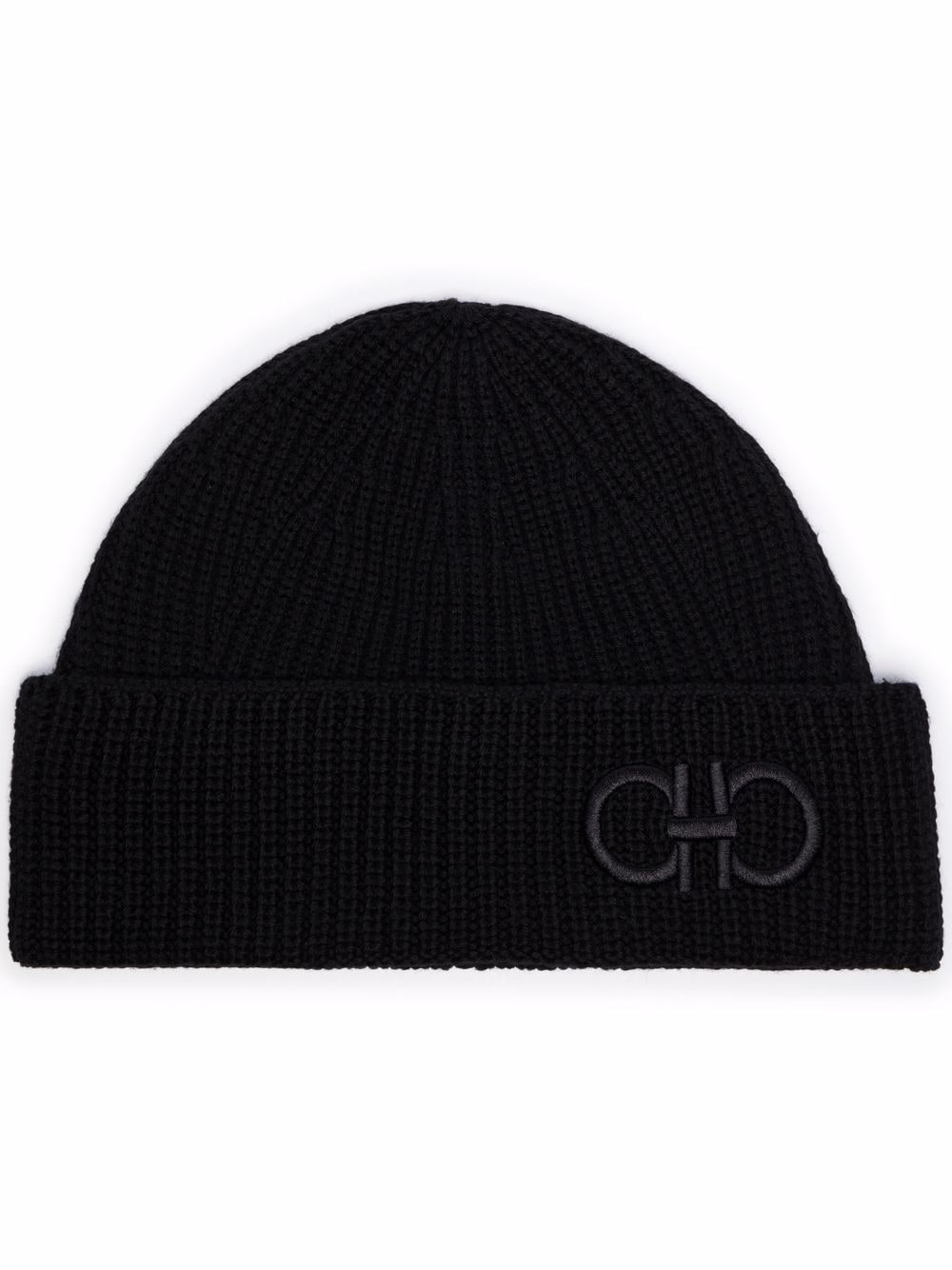 Ferragamo Gancini-logo wool beanie - Black von Ferragamo