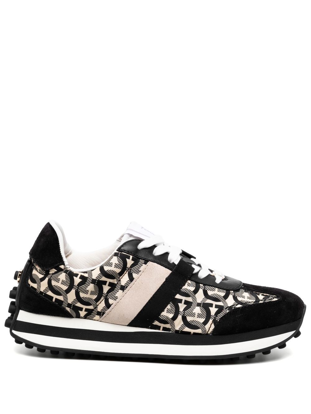 Ferragamo Gancini-print low-top sneakers - Black von Ferragamo