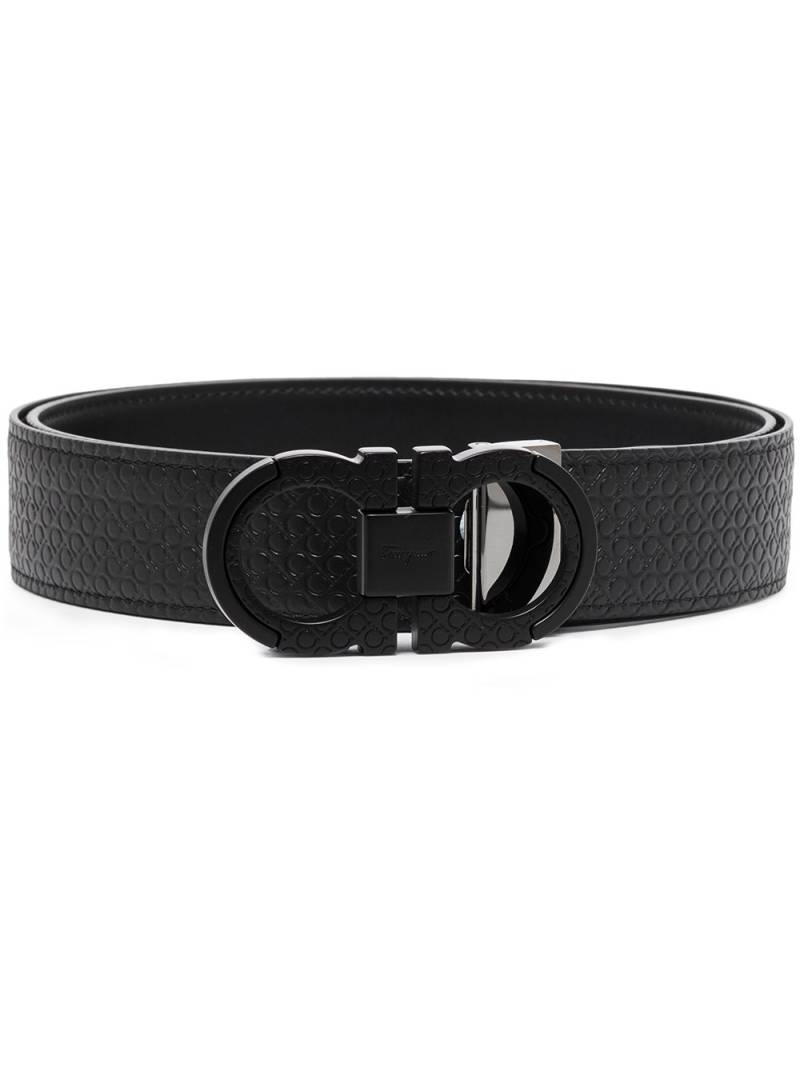 Ferragamo Gancini embossed leather belt - Black von Ferragamo