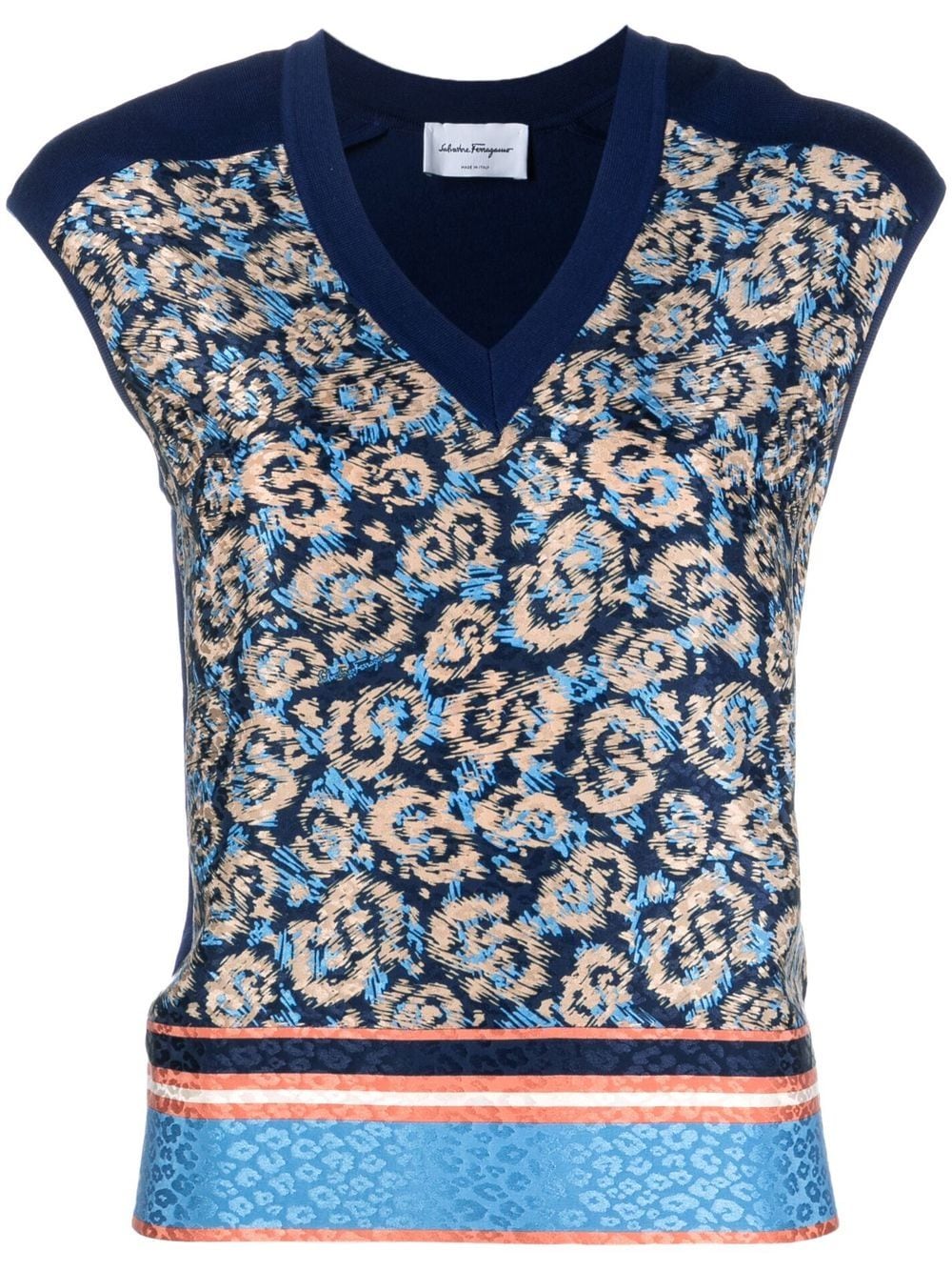 Ferragamo all-over graphic-print V-neck vest - Blue von Ferragamo