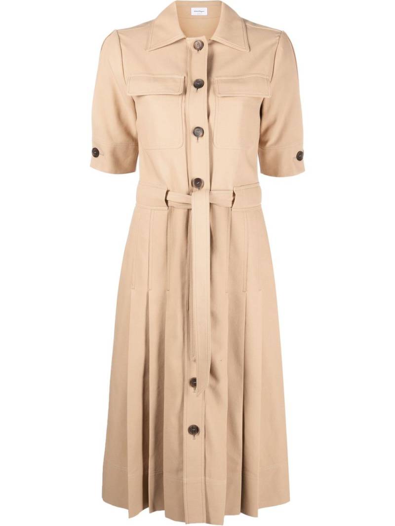 Ferragamo short-sleeve cotton shirt dress - Neutrals von Ferragamo