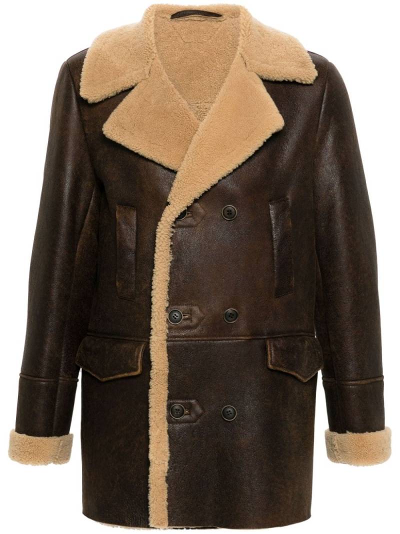 Salvatore Santoro double-breasted leather coat - Brown von Salvatore Santoro