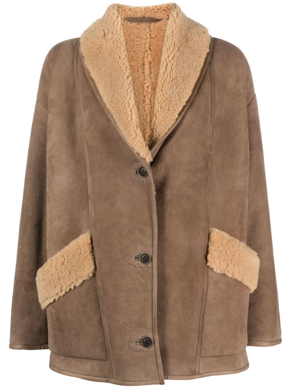 Salvatore Santoro faux shearling-trim leather jacket - Brown von Salvatore Santoro