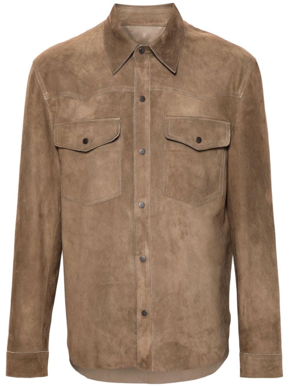 Salvatore Santoro long-sleeves suede shirt - Neutrals von Salvatore Santoro