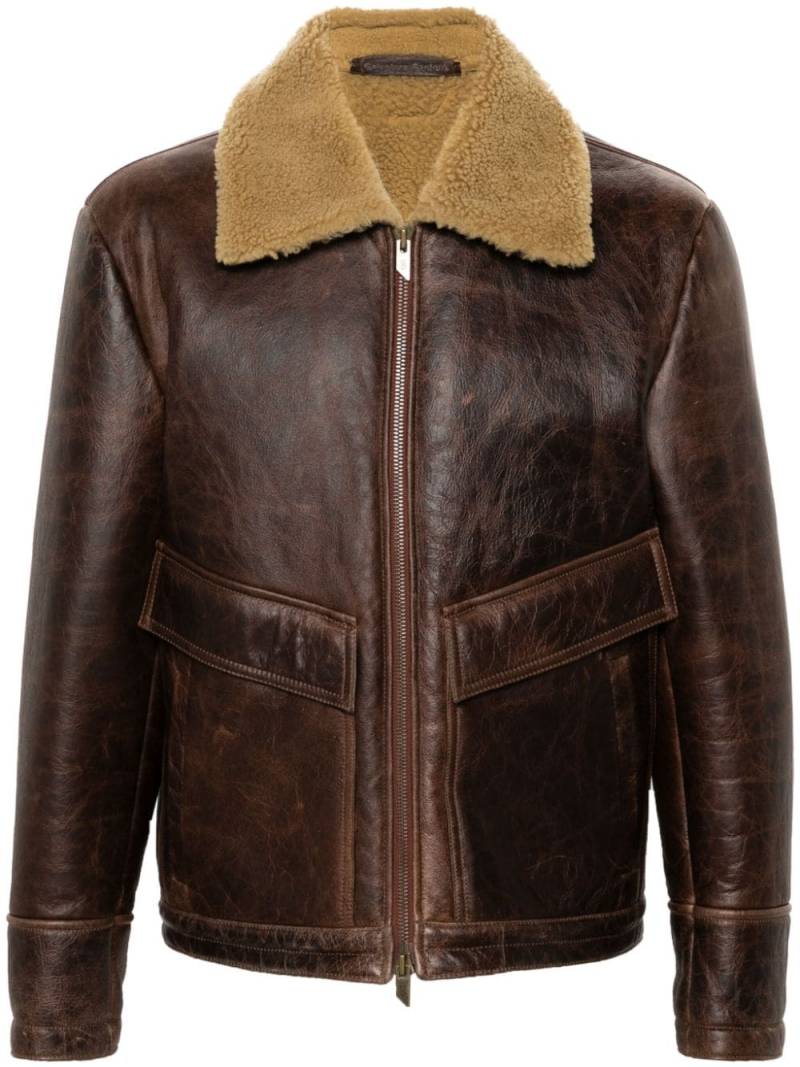 Salvatore Santoro shearling-collar leather jacket - Brown von Salvatore Santoro