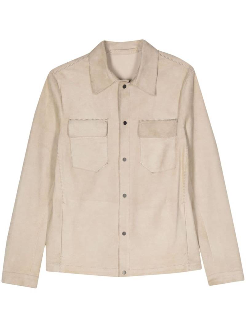 Salvatore Santoro suede leather shirt jacket - Neutrals von Salvatore Santoro