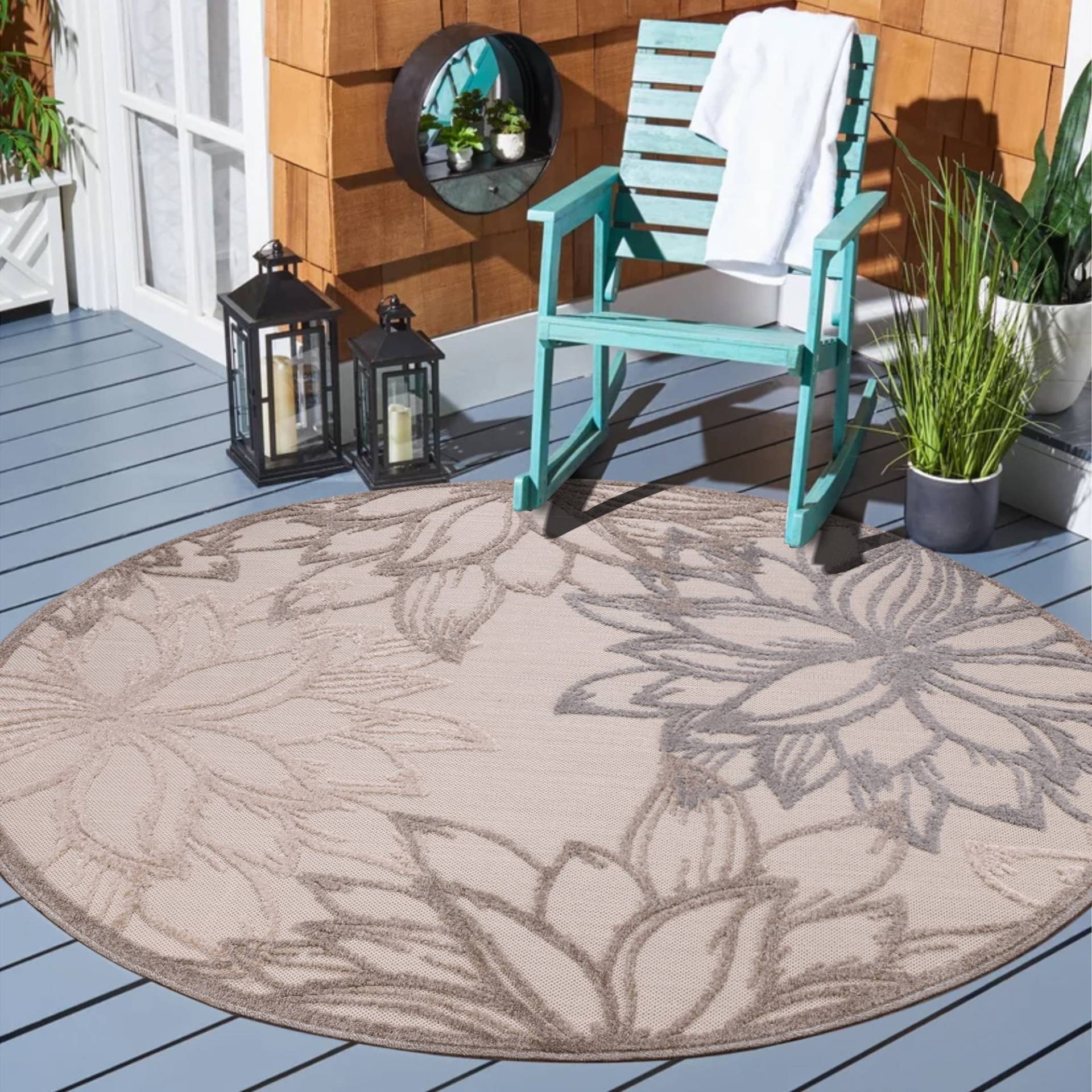 Sanat Teppich »Floral 2 Outdoor«, rund, In- und Outdoor geeignet, florales Design, Balkon, Terasse von Sanat