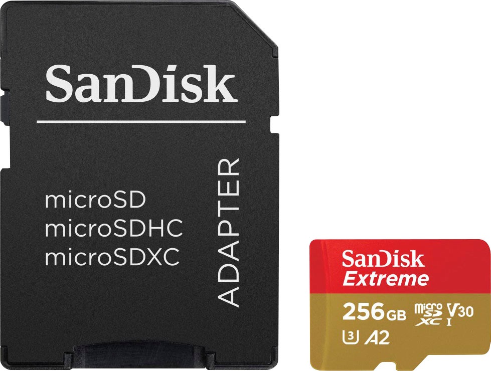 Sandisk Speicherkarte »Extreme® microSDXC™-UHS-I-Karte«, (Video Speed Class 30 (V30)/UHS Speed Class 3 (U3) 190 MB/s Lesegeschwindigkeit) von Sandisk