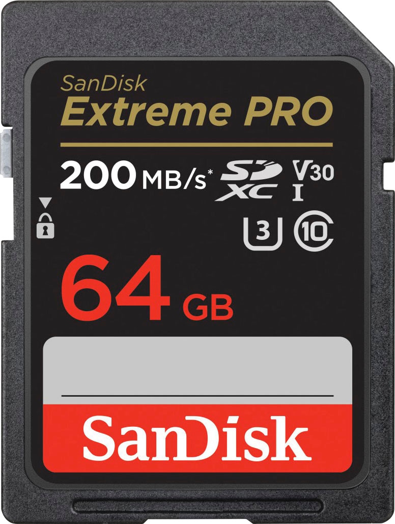 Sandisk Speicherkarte »Extreme PRO SDXC™-UHS-I-Karte«, (Video Speed Class 30 (V30)/UHS Speed Class 3 (U3) 200 MB/s Lesegeschwindigkeit) von Sandisk