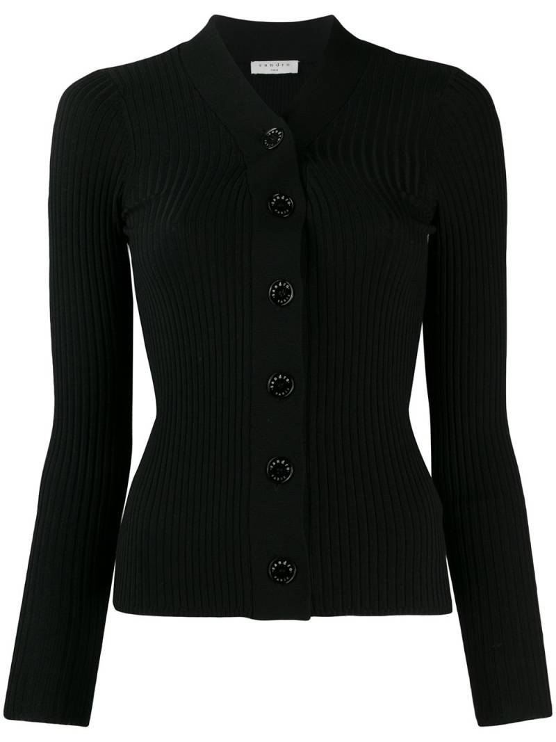 SANDRO Gabrielle ribbed-knit cardigan - Black von SANDRO