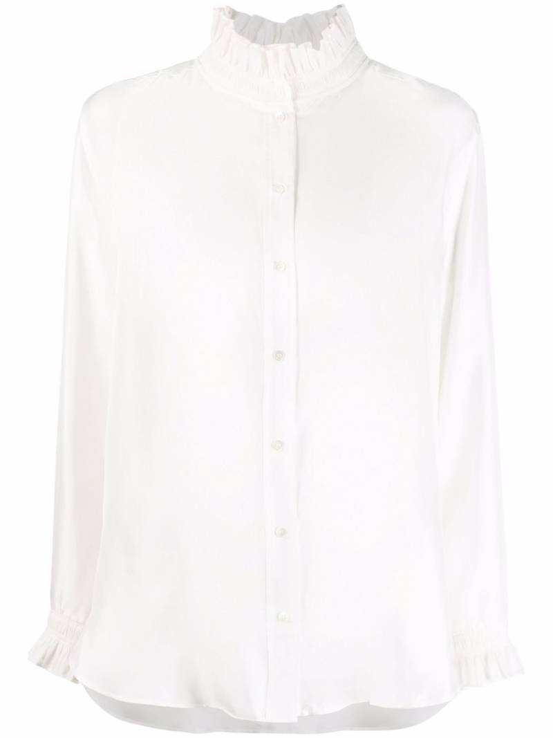 SANDRO Haby ruffle-detail silk blouse - White von SANDRO