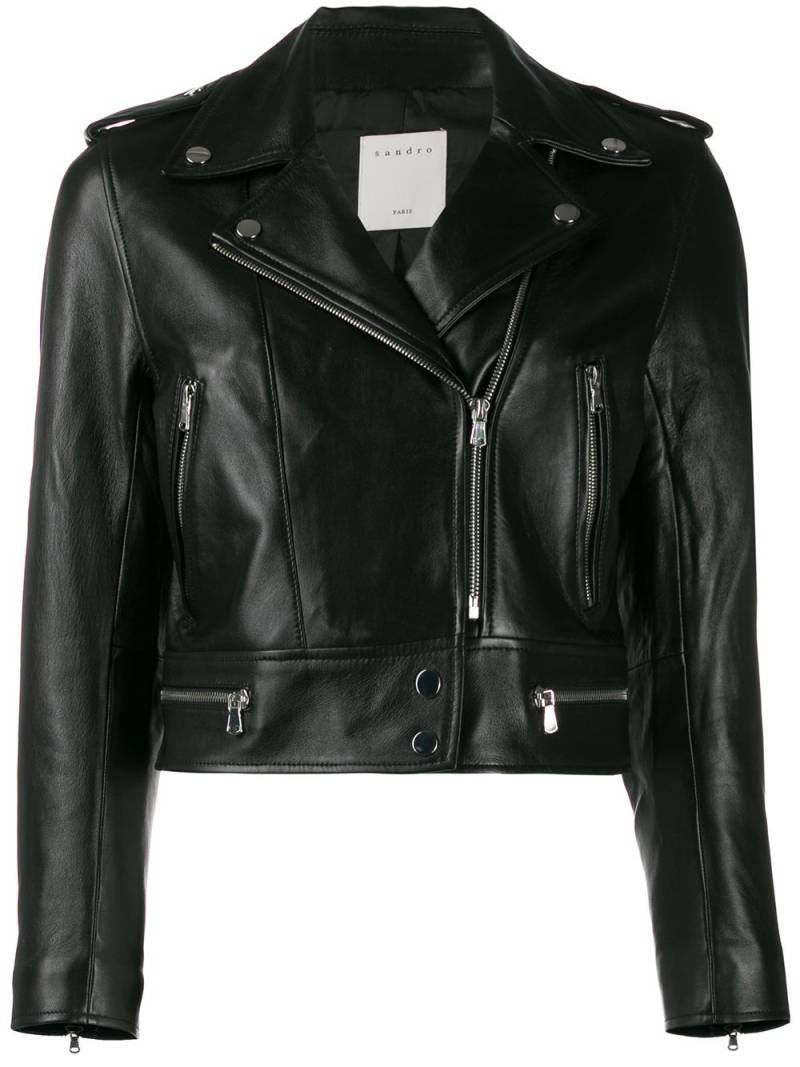 SANDRO cropped biker jacket - Black von SANDRO