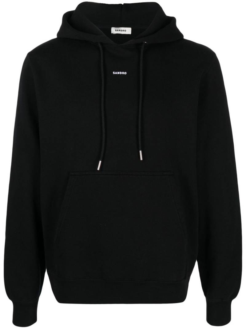 SANDRO logo-print organic cotton hoodie - Black von SANDRO