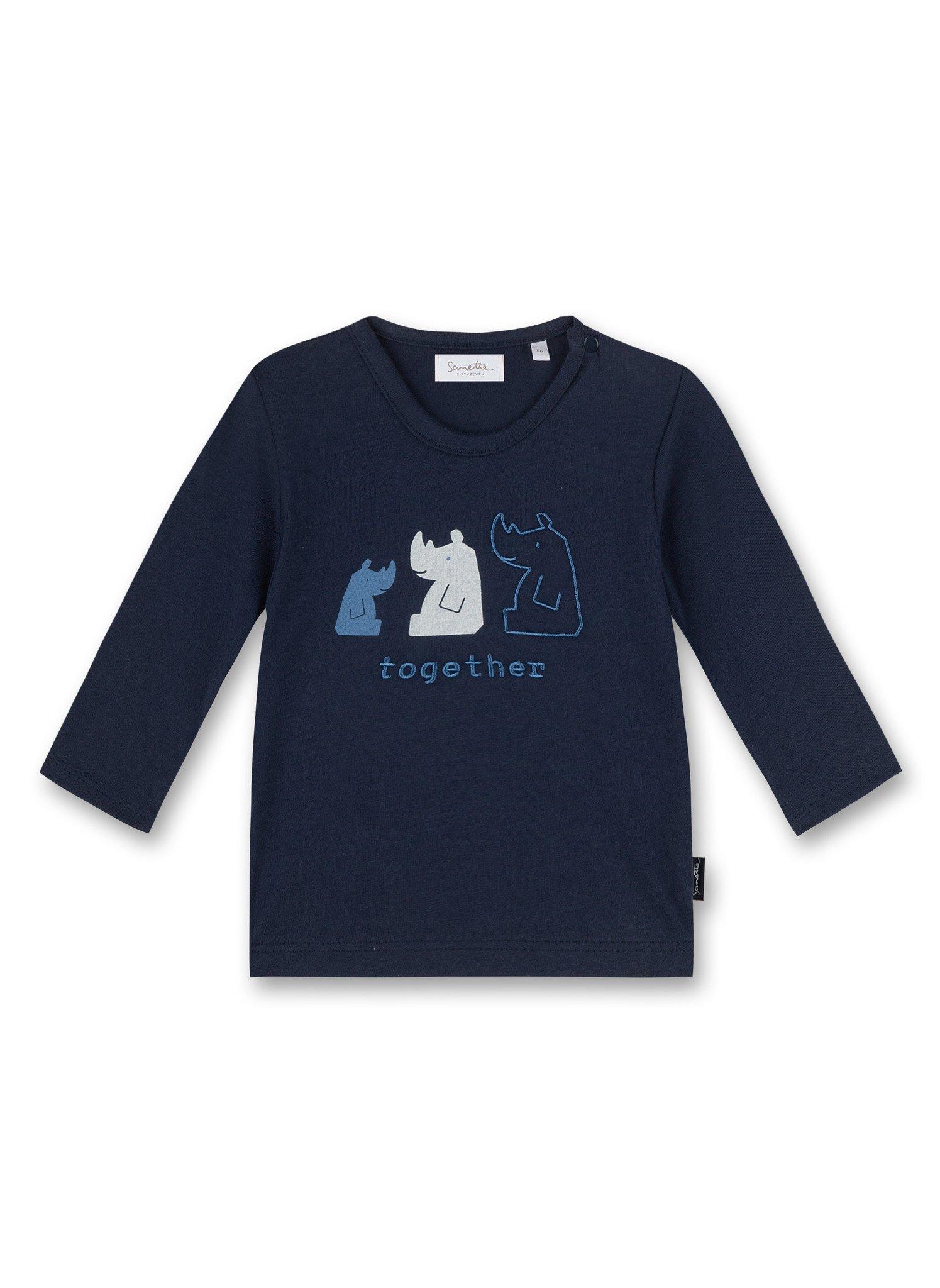 Baby Jungen Shirt Nashorn Together Unisex Blau 74 von Sanetta Fiftyseven