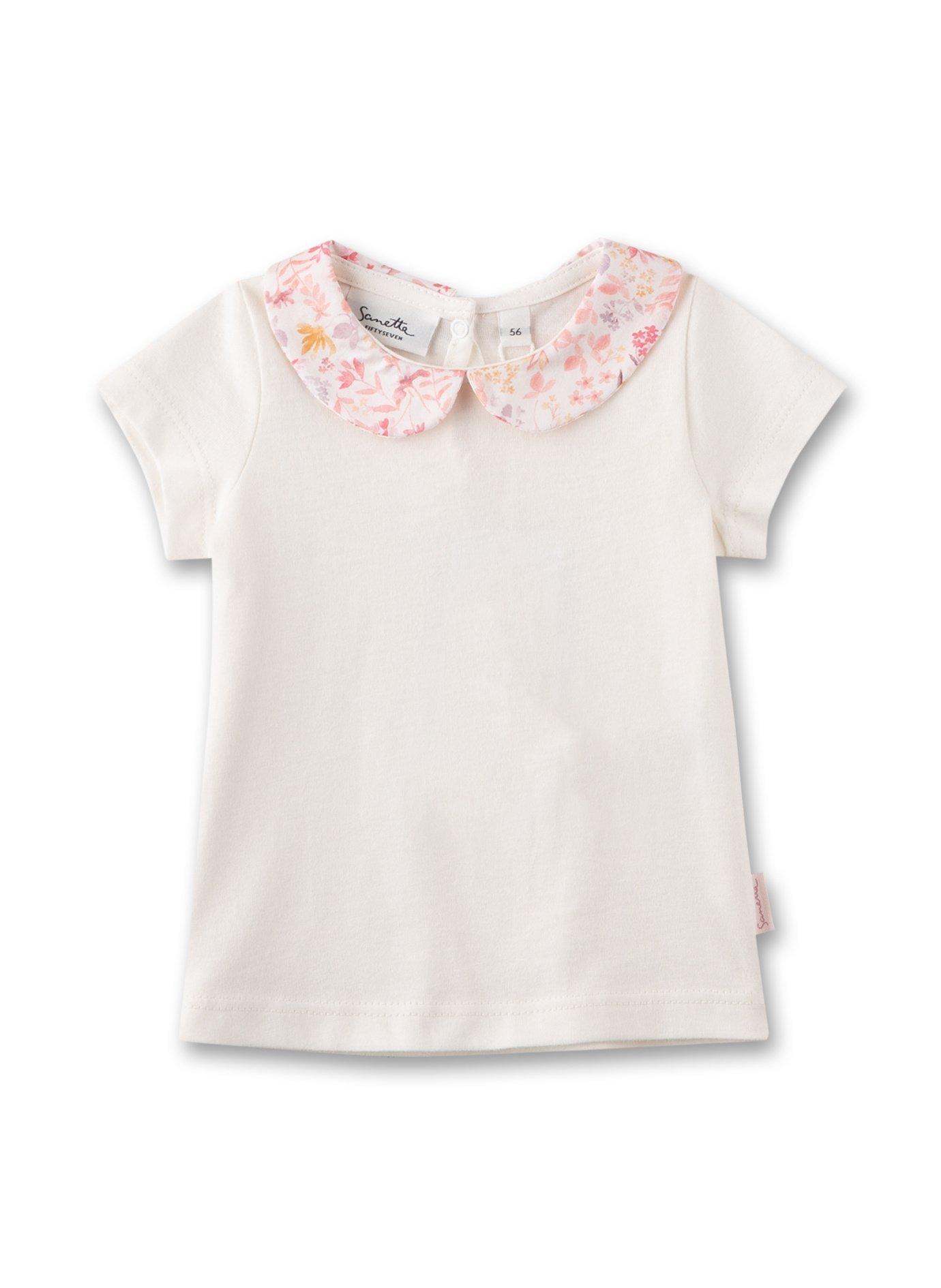 Sanetta Fiftyseven - Baby Mädchen T-Shirt Off-White mit Bubi-Kragen, 56, Weiss von Sanetta Fiftyseven