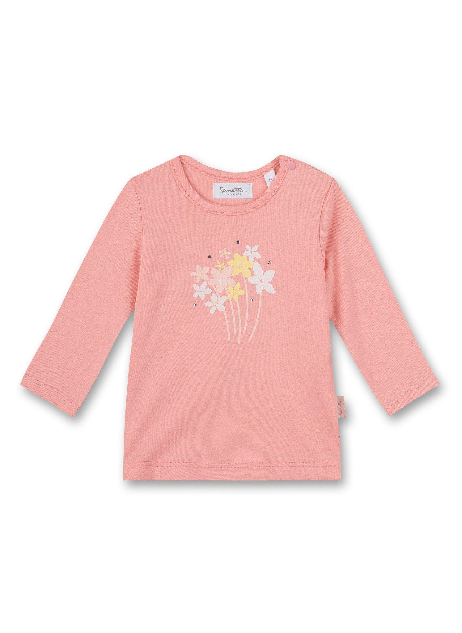 Sanetta Fiftyseven - Baby Mädchen-Shirt langarm Blume rosa, 56, Rosa von Sanetta Fiftyseven